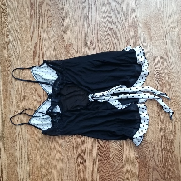 (M) Enchanté The Collection Polka Dot Ruffle Sheer Mesh Lace Intimates Evening - Picture 7 of 7